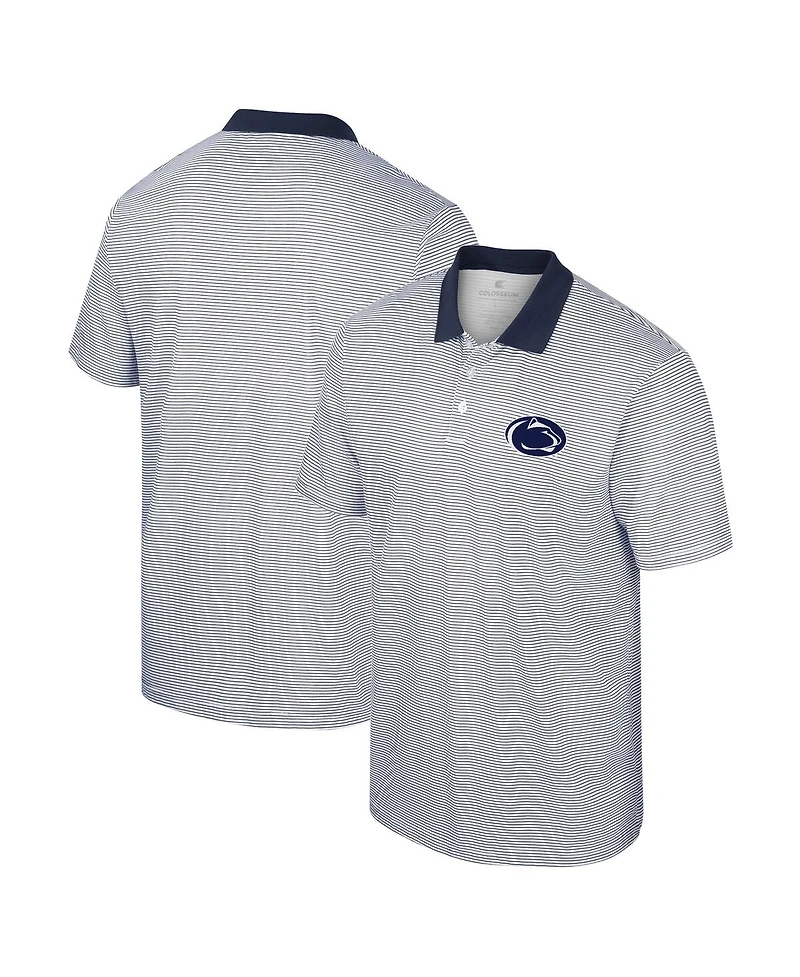 Men's Colosseum White Penn State Nittany Lions Print Stripe Polo Shirt