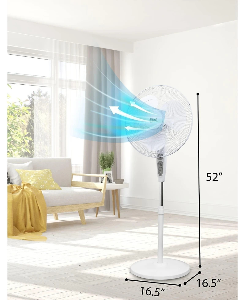 Black & Decker 18 in. Stand Fan - Remote, Round Base, White