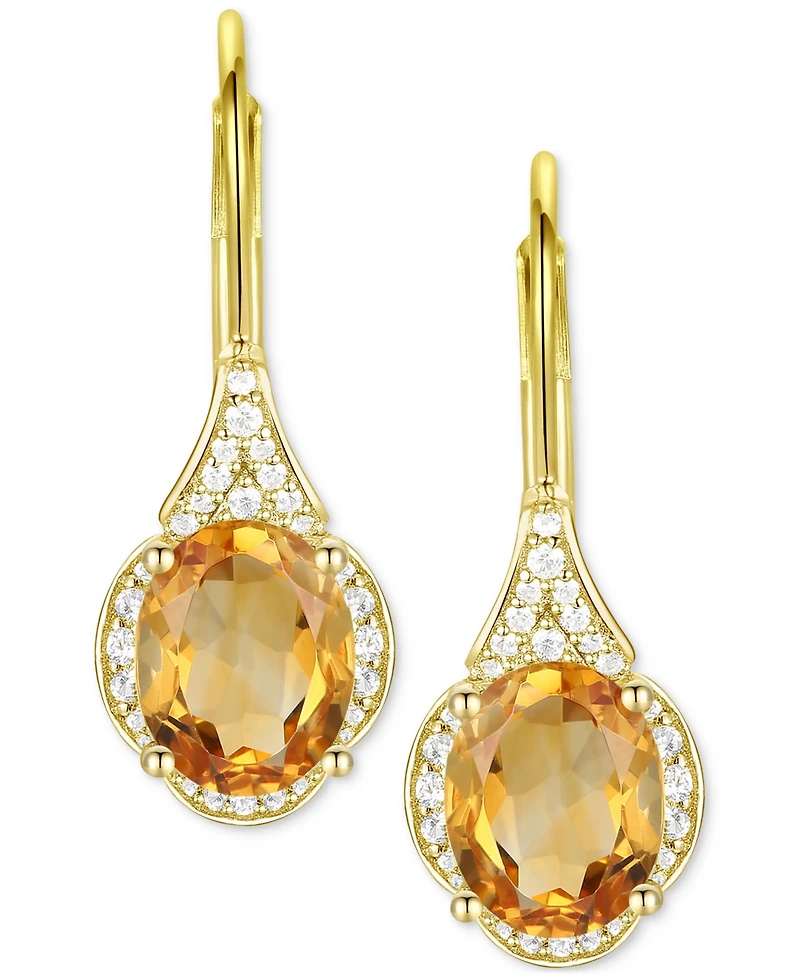 Amethyst (2 ct. t.w.) & Lab-Grown White Sapphire (1/5 ct. t.w.) Drop Earrings in 14k Gold-Plated Sterling Silver (Also in Additional Gemstones)