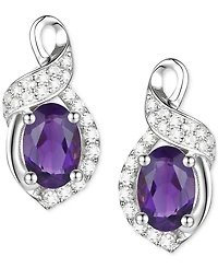Amethyst (3/4 ct. t.w.) & Lab-Grown White Sapphire (1/6 Oval Swirl Stud Earrings Sterling Silver (Also Additional Gemstones)