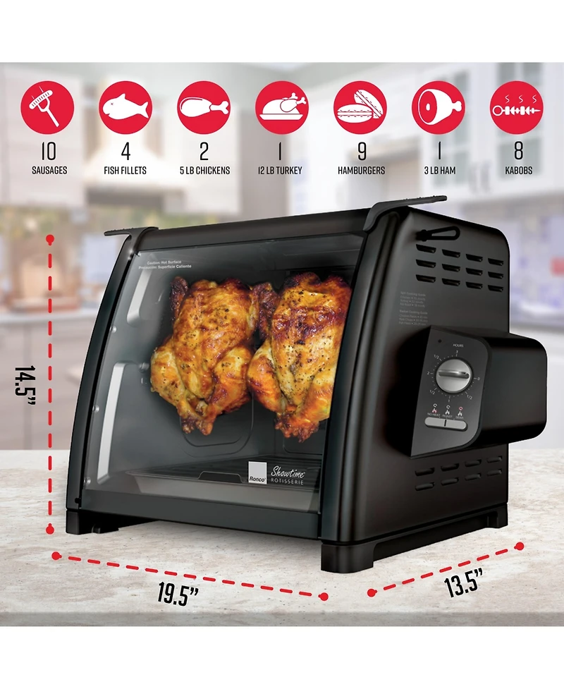 Ronco Modern Rotisserie Oven, Large Capacity (15lbs) Countertop Oven, Multi-Purpose Basket for Versatile Cooking