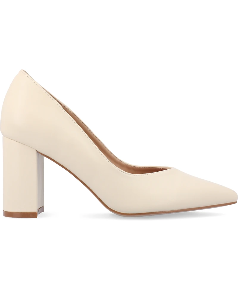Journee Collection Women's Simonne Block Heel Pointed Toe Pumps