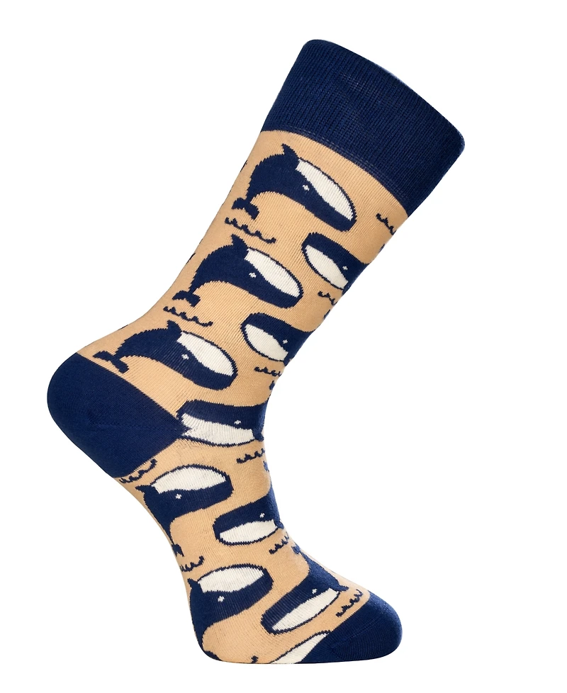 Love Sock Company Men's Whale Novelty Colorful Unisex Crew Socks with Seamless Toe Design, Pack of 1