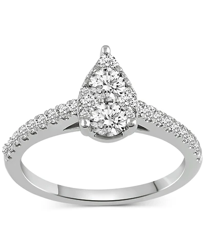 Diamond Pear-Shaped Cluster Engagement Ring (3/4 ct. t.w.) in 14k White Gold
