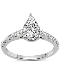 Diamond Pear-Shaped Cluster Engagement Ring (3/4 ct. t.w.) in 14k White Gold