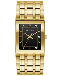 Bulova Men's Marc Anthony Modern Quadra Diamond Accent Gold-Tone Stainless Steel Bracelet Watch 30mm