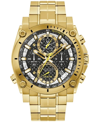 Bulova Men's Chronograph Precisionist Icon Gold-Tone Stainless Steel Bracelet Watch 47mm