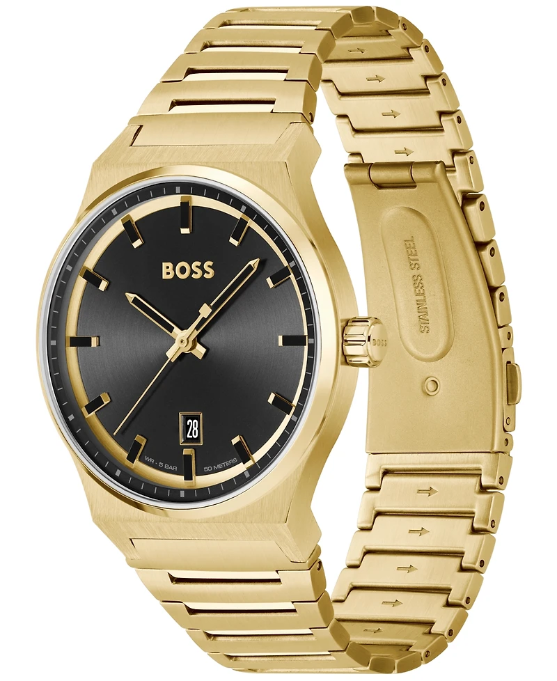 Hugo Boss Men's Candor Gold Ion Plated Stainless Steel Bracelet Watch 41mm