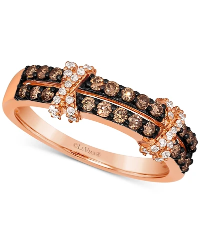 Le Vian Chocolate Diamond & Nude Diamond Double Crisscross Ring (1/2 ct. t.w.) in 14k Gold