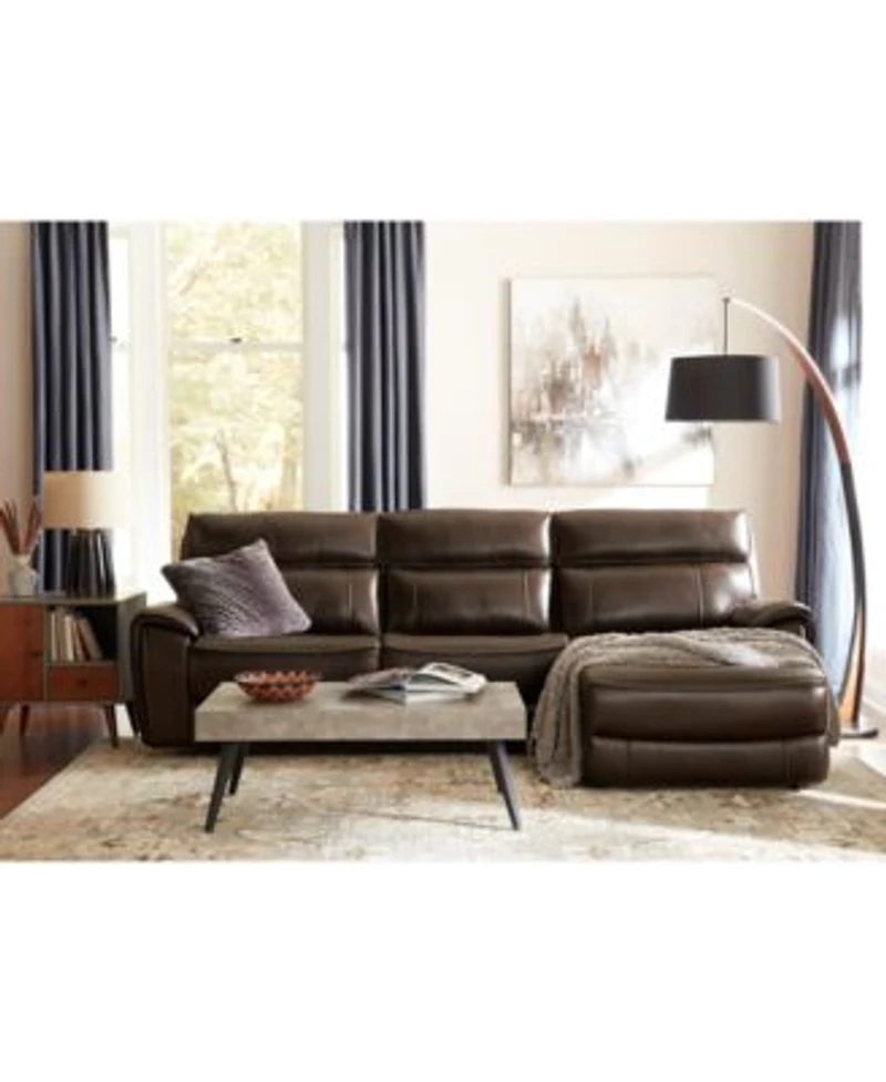 Closeout Hutchenson Zero Gravity Leather Sectional Collection Created For Macys