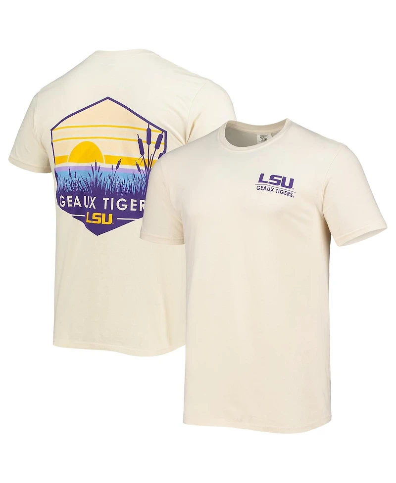 Men's Cream Lsu Tigers Landscape Shield Comfort Colors T-shirt