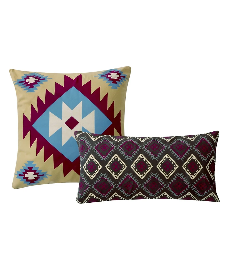 Greenland Home Fashions Southwest Native Motif Decorative Pillow Set, 12" x 24" & 18" x 18"