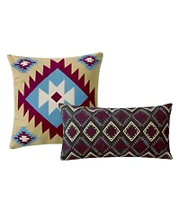 Greenland Home Fashions Southwest Native Motif Decorative Pillow Set, 12" x 24" & 18" x 18"