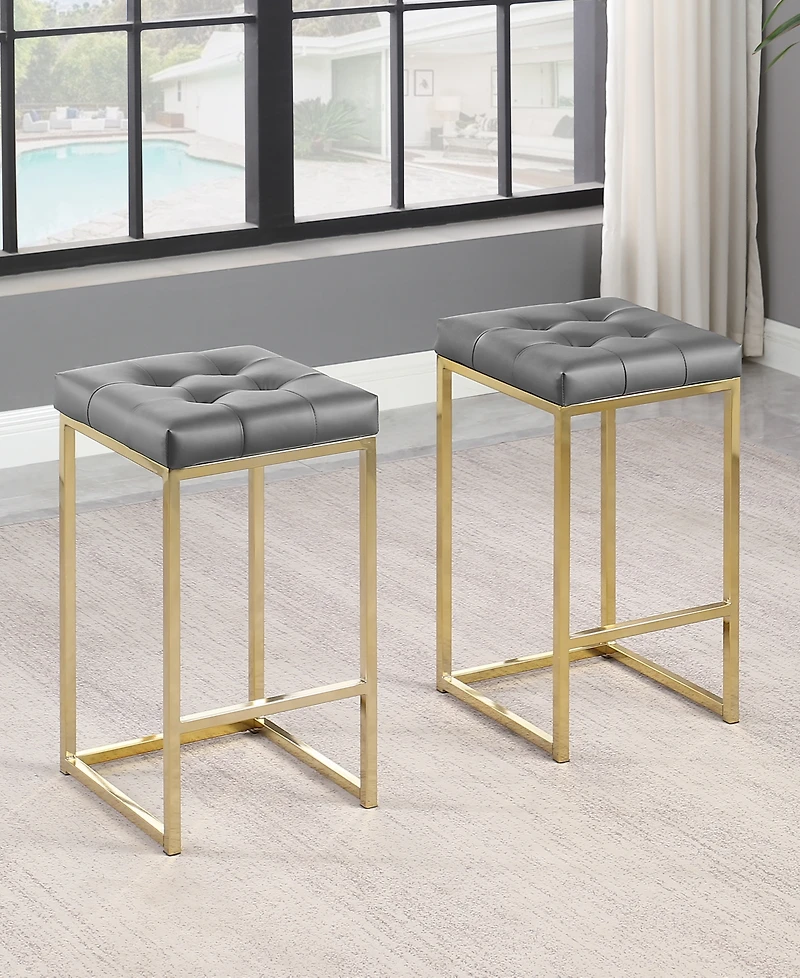 Best Master Furniture Jersey 27" Faux Leather Counter Height Stools, Set of 2