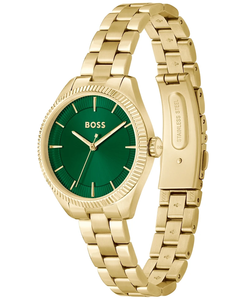 Hugo Boss Women's Sage Quartz Ionic Plated Thin Gold-Tone Steel Watch 32mm