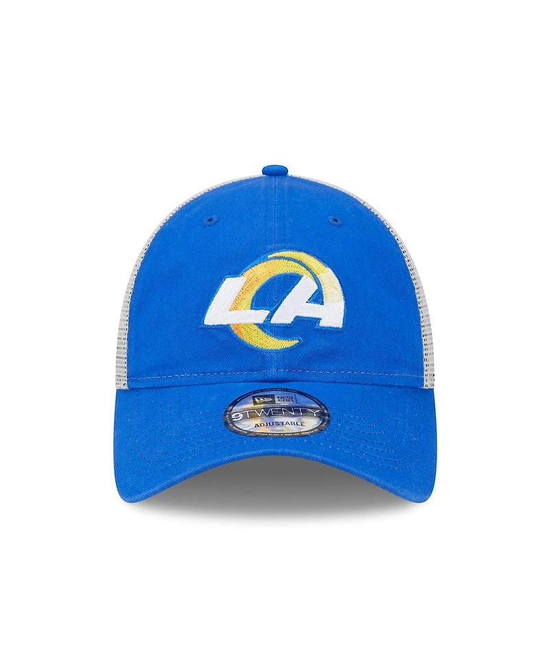 Men's New Era Royal, Natural Los Angeles Rams Loyal 9TWENTY Trucker Snapback Hat