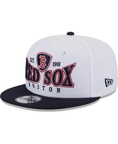 Men's New Era White, Navy Boston Red Sox Crest 9FIFTY Snapback Hat