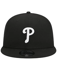 Men's New Era Black Philadelphia Phillies Trucker 9FIFTY Snapback Hat