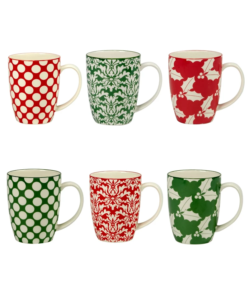 Certified International Winter Medley 16 oz Mugs Set of 6, Service for 6