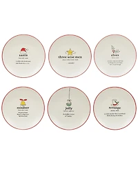 Certified International Christmas Fun Sayings 8.5" Dessert Plates Set of 6