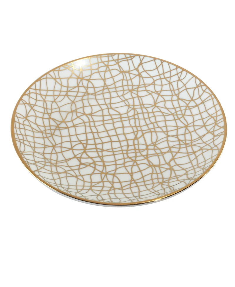Certified International Mosaic Gold- Silver Tone Canape Plates Set of 6