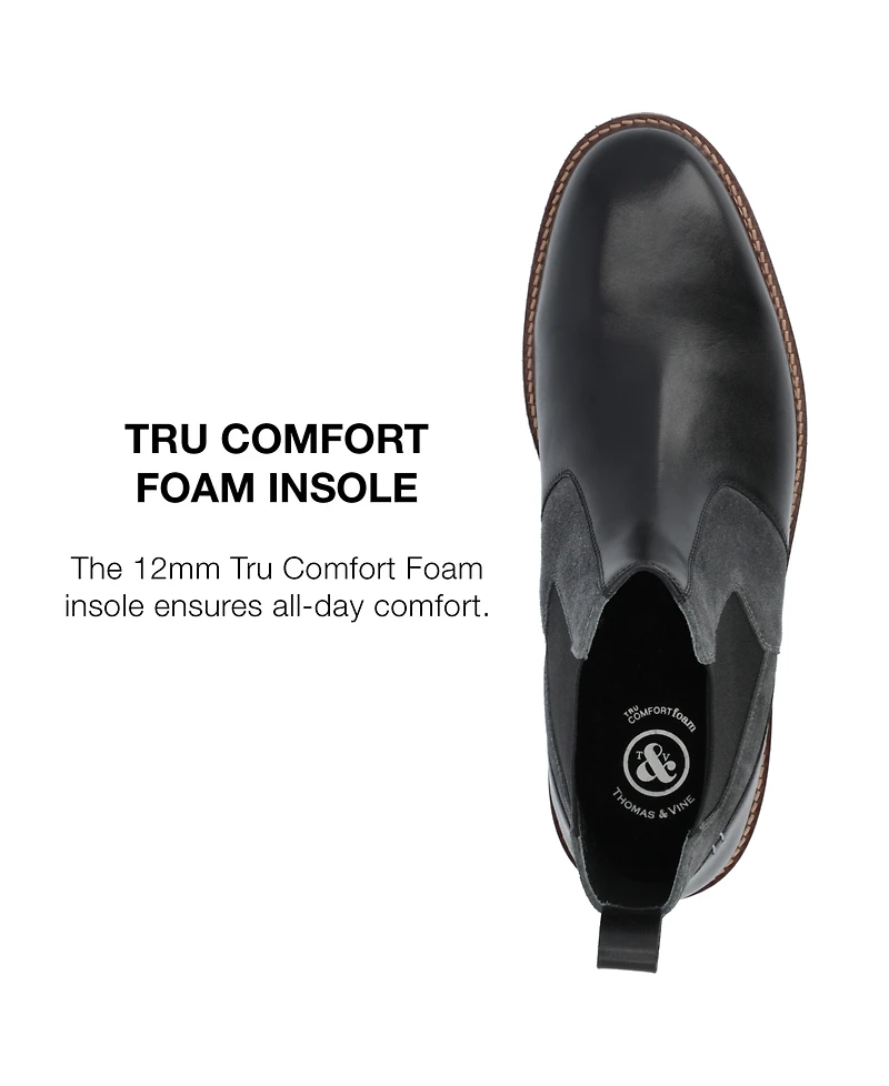 Thomas & Vine Men's Ventura Tru Comfort Foam Plain Toe Chelsea Boots