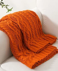 Battilo Lifestyle Cable Knit Chenille Throw, 51" x 67"