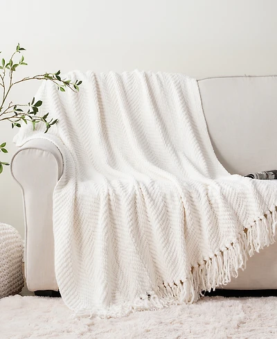 Battilo Classic Textured Woven Micro Chenille Throw