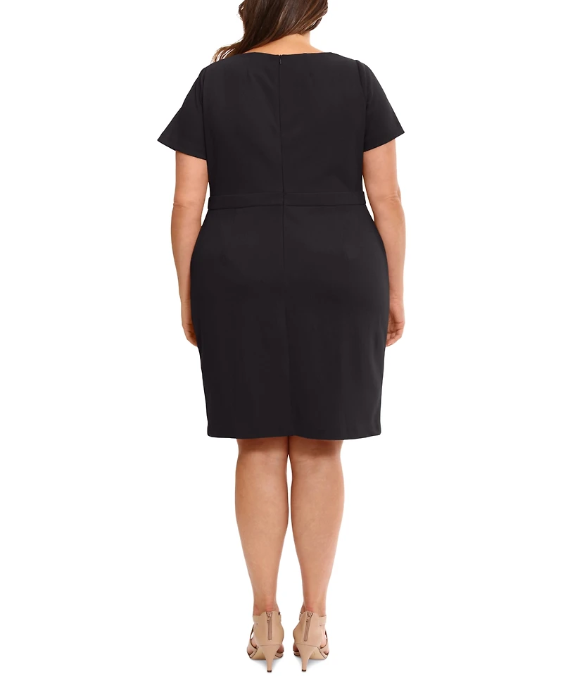 London Times Plus Bow-Neck Sheath Dress