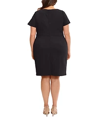 London Times Plus Bow-Neck Sheath Dress