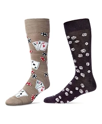 MeMoi Men's Cards Novelty Socks, Pack of 2