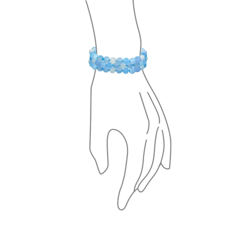 Bling Jewelry Stackable Set Of 3 Natural Stone Round Bead 8MM Multi Strand Stretch Bracelet