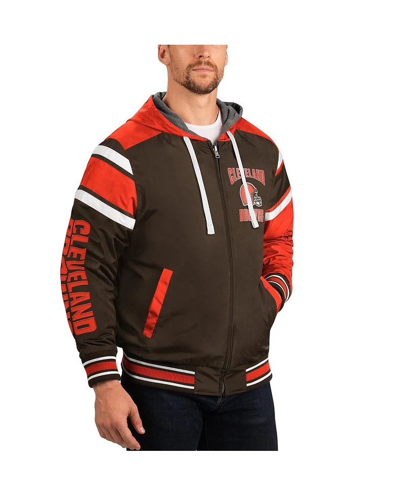 Men's G-iii Sports by Carl Banks Brown, Gray Cleveland Browns Extreme Full Back Reversible Hoodie Full-Zip Jacket