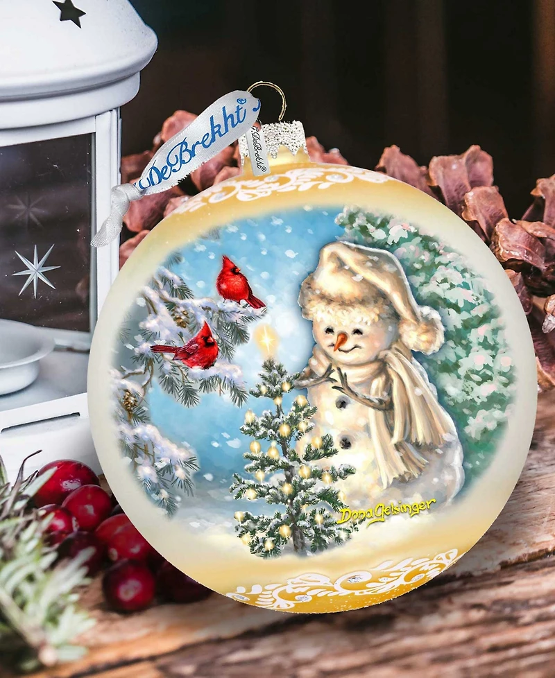 Designocracy Glowing Snowman Large Mercury Glass Collectible Ornaments D. Gelsinger