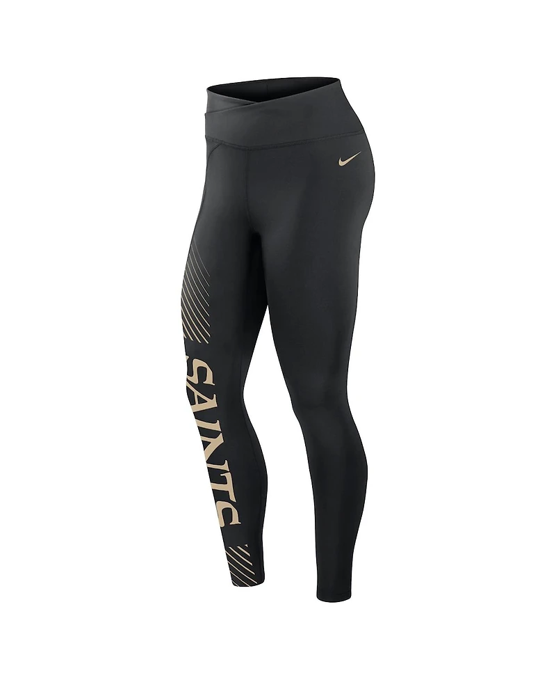 Women's Nike Black New Orleans Saints Yard Line Crossover Leggings