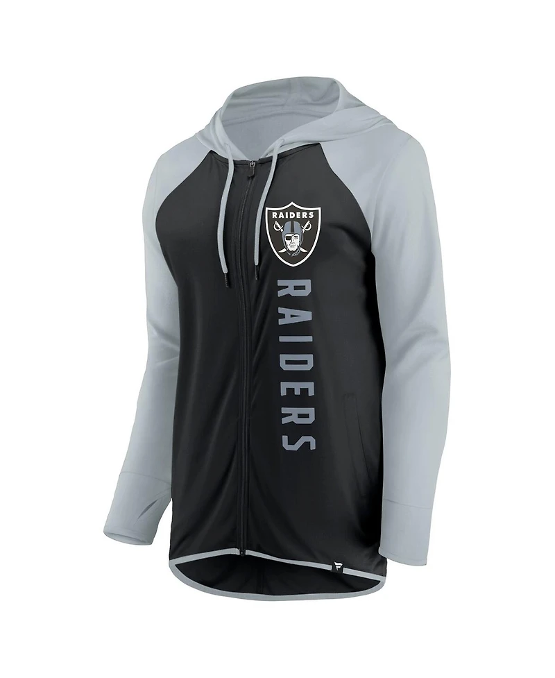 Women's Fanatics Black, Silver Las Vegas Raiders Forever Fan Full-Zip Hoodie