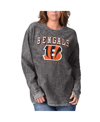 Women's G-iii 4Her by Carl Banks Black Cincinnati Bengals Comfy Cord Pullover Sweatshirt