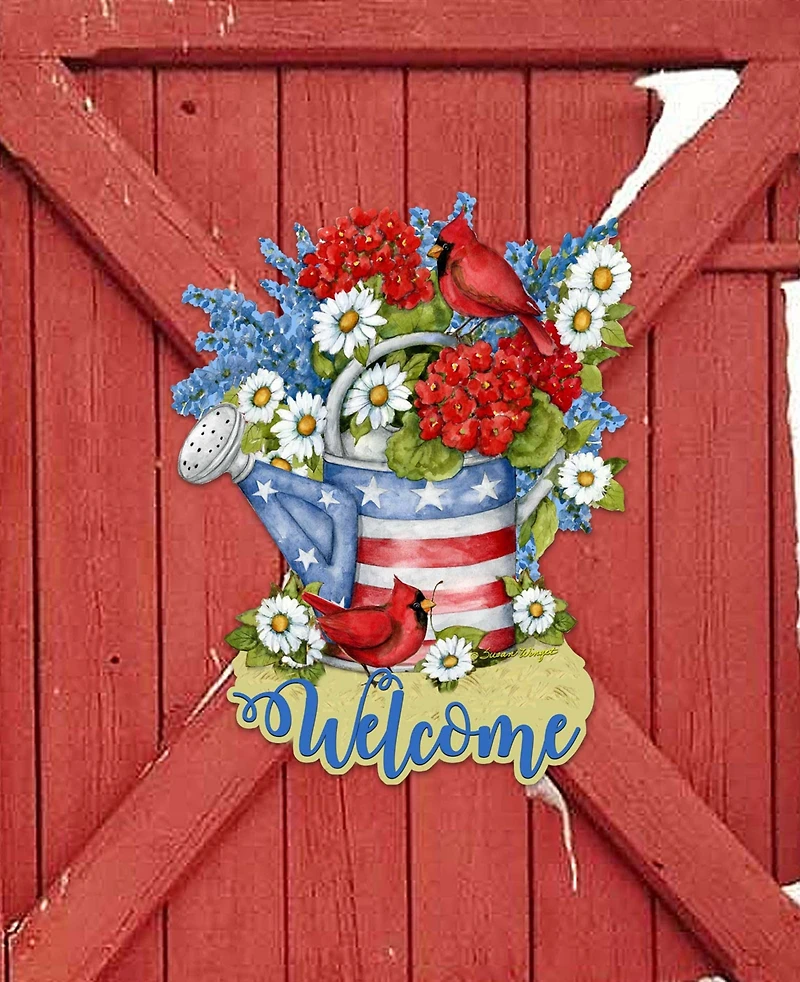 Designocracy Holiday Wooden Door Decor Wall Decor American Watering Can S. Winget