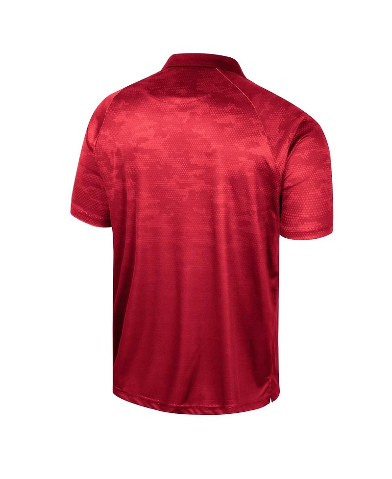Men's Colosseum Red Utah Utes Honeycomb Raglan Polo Shirt