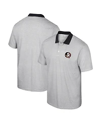 Men's Colosseum White, Black Florida State Seminoles Print Stripe Polo Shirt