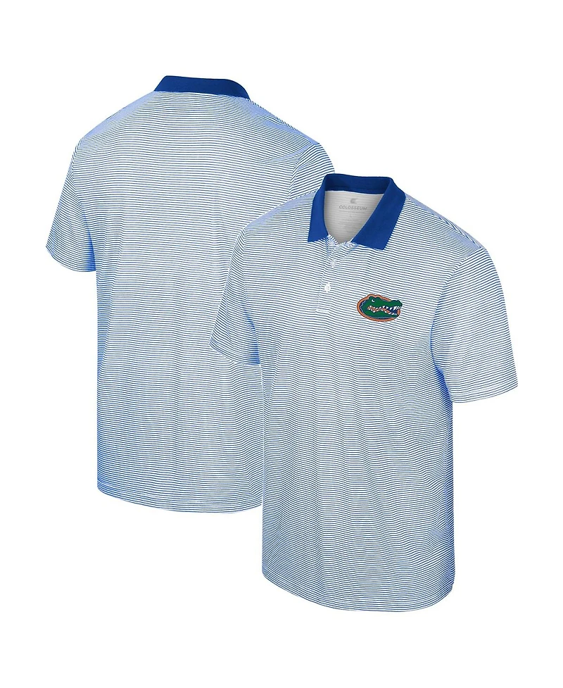 Men's Colosseum White, Royal Florida Gators Print Stripe Polo Shirt