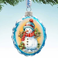 Designocracy Snowman's Gift Keepsake Mercury Christmas Glass Ornaments G. DeBrekht