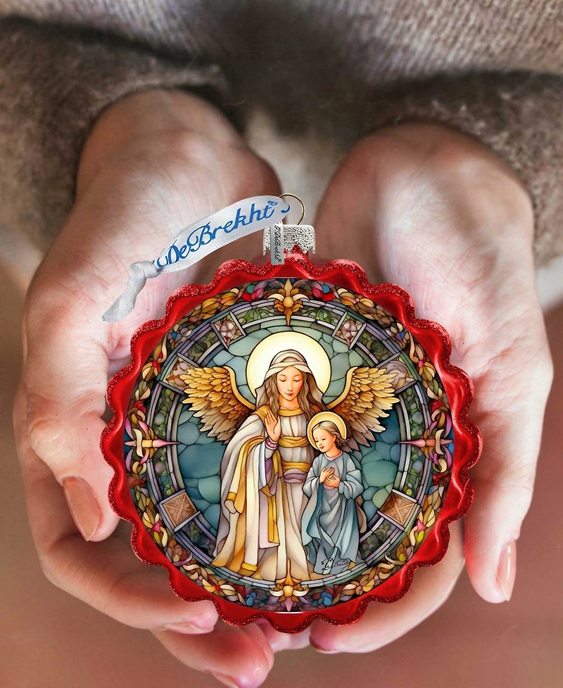 Designocracy Guardian Angel Wreath Mercury Christmas Glass Ornaments G. DeBrekht