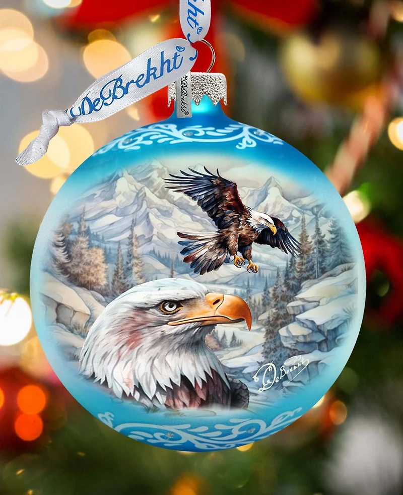 Designocracy The Land of the Free-American Eagle Ball Christmas Glass Ornaments G. DeBrekht