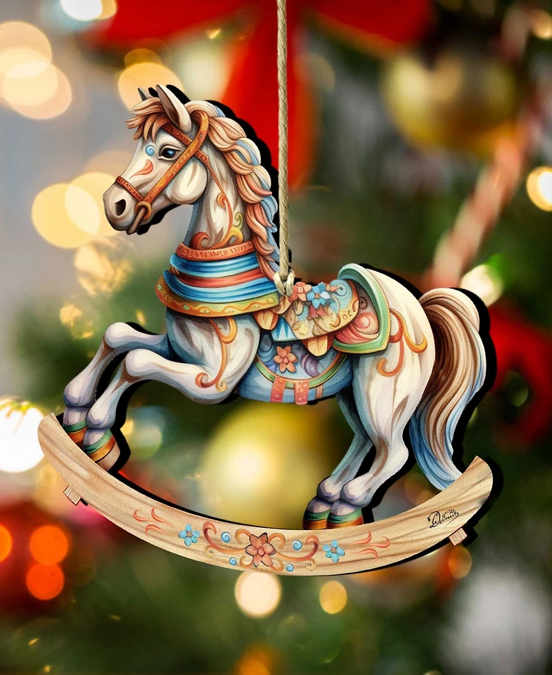Designocracy Rocking Horse Christmas Wooden Ornaments Holiday Decor G. DeBrekht