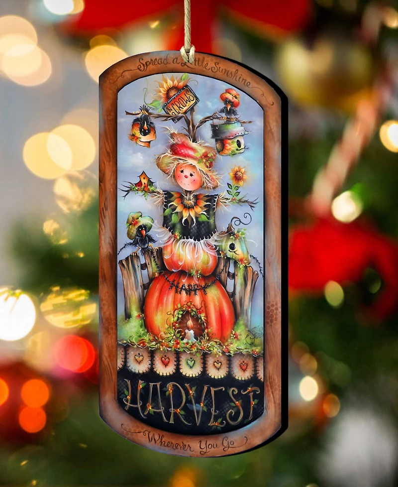 Designocracy Holiday Wooden Ornaments Harvest Pumpkin Scarecrow Home Decor J. Mills-Price