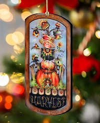Designocracy Holiday Wooden Ornaments Harvest Pumpkin Scarecrow Home Decor J. Mills-Price