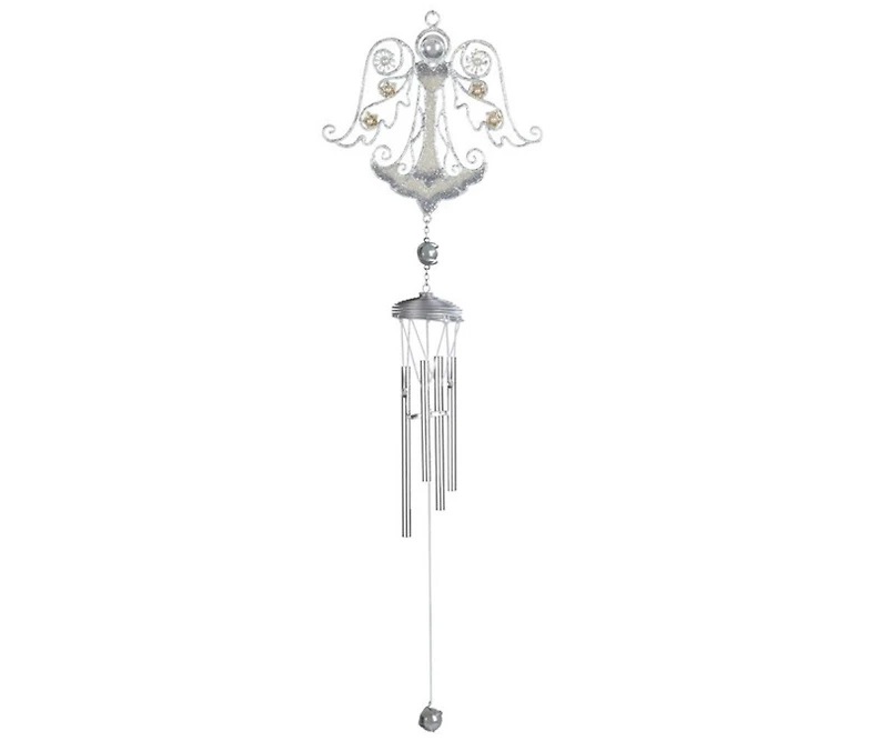 32" Long Silver Angel Gem Wind Chime