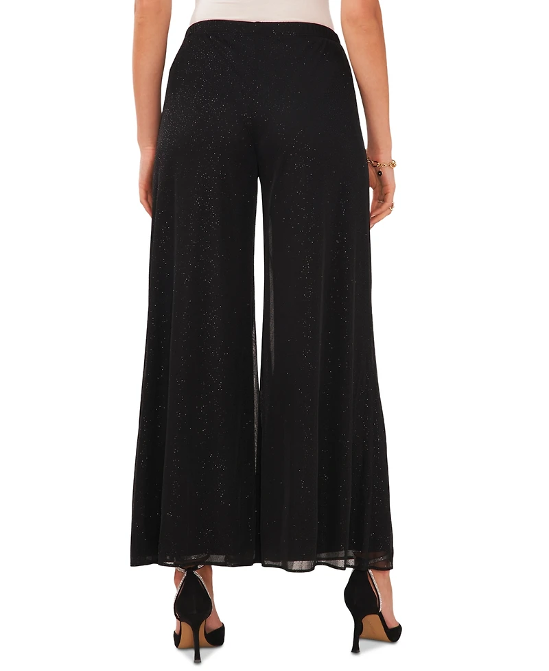 Msk Women's Glitter Pull-On Wide-Leg Pants