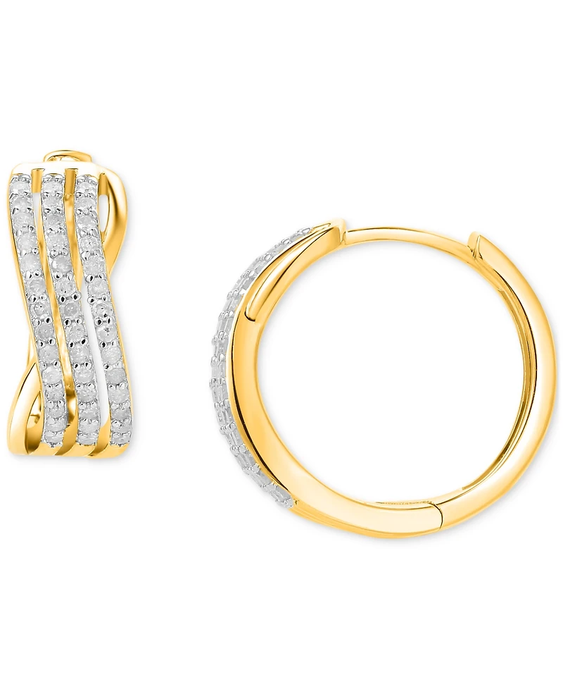 Diamond Twist Small Hoop Earrings (1/4 ct. t.w.) in 14k Gold-Plated Sterling Silver